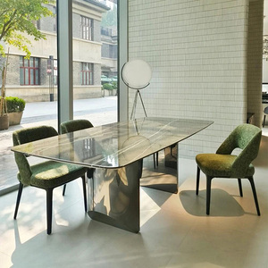 Ensemble <span class=keywords><strong>de</strong></span> chaises <span class=keywords><strong>de</strong></span> salle à manger nordique moderne à dossier haut en bois massif tissu en cuir <span class=keywords><strong>4</strong></span> chaises pour bureau à domicile parc Designer Table à manger meubles - Product Image 3