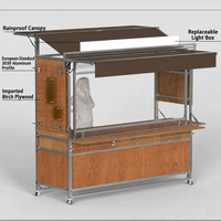 Kiosque alimentaire mobile de style vintage avec cadre en aluminium et contreplaqué de bouleau, remorque alimentaire avec roues