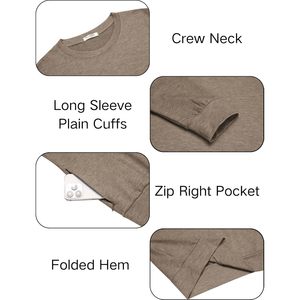 Suéter de Manga Larga con Cuello Redondo para Hombre FOXA, Suave, Elástico, Transpirable, Informal, con Bolsillo con Cremallera - Product Image 4