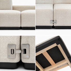 Canapé lounge spacieux et minimaliste en tissu |   Canapé modulaire multi-places avec coussins amovibles pour salon familial ou villa - Product Image 3