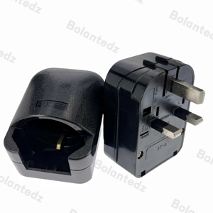 قابس EU إلى UK، <span class=keywords><strong>2</strong></span> دبوس مستدير EU إلى 3 دبابيس قابلة للإزالة، قابس تحويل للسفر في المملكة المتحدة، محول 13A 250V ST-6 - Product Image 2