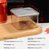 Caja Transparente para Snacks de PET con Tenedor, 450 ml, 15 oz, Tapa Abatible con Cierre, Apta para Alimentos, Contenedor de Almacenamiento para Frutos Secos y Dulces, Organizador de Cocina