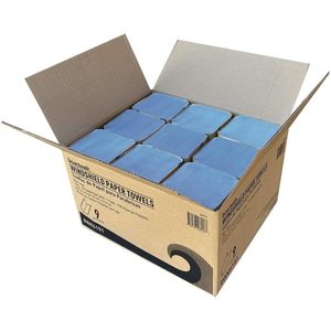 Serviettes en papier pour pare-brise Boardwalk, non parfumées, 9,125 x 10,25, bleues, 250 par paquet, 9 paquets par carton - Serviettes de lavage de voiture - Product Image 1