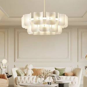 Wabi-sabi акриловые люстры для спальни, столовой, гостиной, круглый декоративный подвесной светильник, современный простой светодиодный светильник для домашнего освещения - Product Image 1