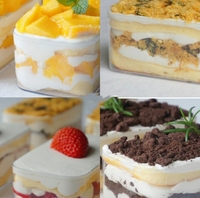 Boîtes en Plastique Dur de 240 ml pour Mini Gâteaux Mousse, Glaces, Gelées, Biscuits, Snacks, Conteneurs à Desserts Clairs Tiramisu avec Couvercle