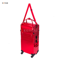 Pour KONCAI professionnel 3-en-1 ensemble maquillage Train Case mode chariot roulant cosmétique stockage et voyage boîte sac de transport