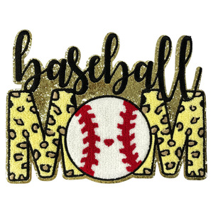 Top Quality Heat Press Die Cut Large 3D Mama Letter Football Pattern Logo Colorful <b>Sew</b>/Iron <b>On</b> Custom Chenille <b>Patch</b> - Product Image 2