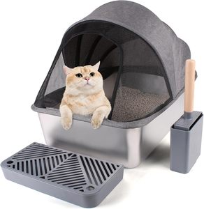 Bac à litière pour chat en polypropylène anti-éclaboussures, grande capacité, écologique, facile à assembler, couvert - Product Image 1