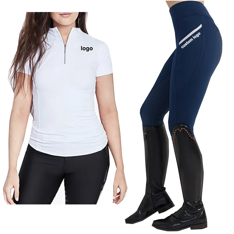 Groothandel Fabrikant Fabriek Vrouwen Custom Silicon Paardensport Paardrijden Leggings Panty Baselayer Set