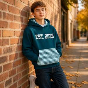 Sweat-shirt universitaire pour enfants, <span class=keywords><strong>pull</strong></span> style Letterman, garçons et filles, col rond, color block, polaire, manches longues, automne hiver, personnalisable pour l'école - Product Image 3