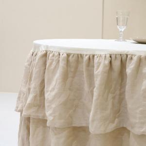 Tovaglia in Lino Naturale Lavato con Stampa a Righe e Bordo Arricciato, Elegante Copertura <span class=keywords><strong>per</strong></span> Decorazioni Domestiche, Feste e Vacanze - Product Image 3