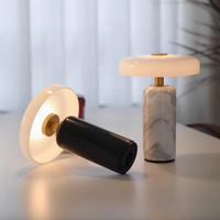 Lampe de table portable rechargeable à commande tactile en marbre, lumière blanche chaude, élégante, ambiance créative, pour salon, chambre, bureau