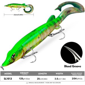 Nouvel Arrivage Leurre de <span class=keywords><strong>pêche</strong></span> flottant articulé de 250 mm avec queues souples, Leurre de nage hybride pour la <span class=keywords><strong>pêche</strong></span> au brochet - Product Image 2