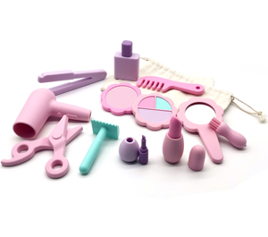 Vente chaude 12PCS Silicone Maquillage Jouet Ensemble Faire semblant Brosse et Cosmétiques Cas Salon Beauté Jouets Toddler - Product Image 6