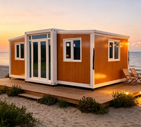 Maison pliante Villa de plage avec structure en bois blanc, extensible, préfabriquée, pour complexe hôtelier, installation rapide, cabane en bord de mer