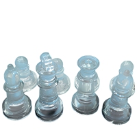 Internationales Schachspiel aus geschliffenem Glas mit Kristall-Schachbrett - Luxuriöse Dekorative Schachbox und Tic-Tac-Toe-Puzzlespiel