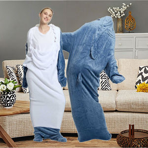 Оптовая Акула Одеяло Фланель Флис Толстовка Onesie Животное Спальные Мешки Износостойкий Косплей Спальный Костюм для Взрослых и - Product Image 2