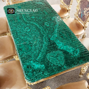 Hình chữ nhật/Vòng biệt thự sang trọng Đồ nội thất màu xanh lá cây Malachite bàn ăn - Product Image 2