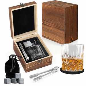 Ensemble de verres à whisky haut de gamme avec coffret en bois, boîte de rangement en bois, ensemble de verres individuels et pierres à whisky - Product Image 1