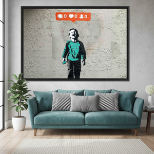 Flat Printed Canvas: Banksy's Unique Graffiti Street Art Print,<b>BLACK</b> <b>FRAMED</b> CANVAS - Product Image 3