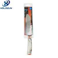 Couteau Santoku japonais de qualité supérieure en acier inoxydable de 7 pouces pour découper les légumes, la viande et les sushis, avec manche en ABS marbré pour la cuisine