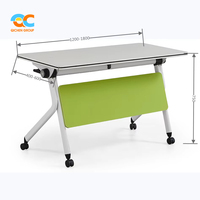 Table de formation mobile à plateau rabattable avec roulettes, panneau de discrétion vert, pour bureaux modulaires en U, réunions, formations et écoles
