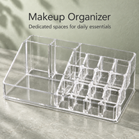 Organisateur de bureau hexagonal transparent en plastique pour le rangement des cosmétiques et des bijoux