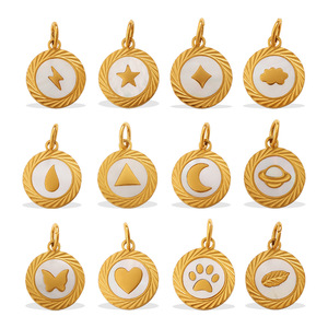 Ciondoli in Acciaio Inox Placcato Oro 18K con Madreperla, Pendenti a Forma di Farfalla, Stella, <span class=keywords><strong>Sole</strong></span>, Cuore, Luna e Croce - Product Image 5