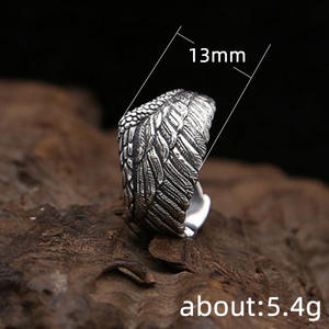 Anello F438 con Ali Placcato Argento, Anello Unisex Vintage alla Moda, Gioiello Regalo - Product Image 5
