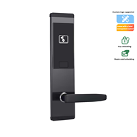 Cerradura de Puerta de Hotel Nueva con Software de Gestión, Desbloqueo con Tarjeta, Sistema Electrónico de Seguridad Inteligente, Cerradura de Hotel Integral Negra Inteligente con Llave