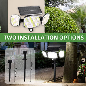 <span class=keywords><strong>Lampe</strong></span> solaire murale extérieure <span class=keywords><strong>LED</strong></span> nouvelle génération étanche IP65 avec 3 têtes et capteur de mouvement pour maison, terrasse, clôture, jardin - Product Image 1