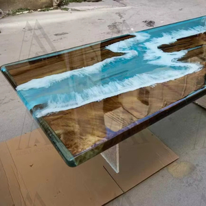 Tavolo da Pranzo Moderno in Resina Epossidica Effetto Fiume, Pezzo d'Arredo di Lusso per Caffè, Ospitalità e Casa - Product Image 1