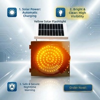 Fabrik-Großhandel Solarbetriebene LED Gelb Blinkende Warnleuchte IP65 Wasserdicht für Straßenbau Verkehrssicherheit
