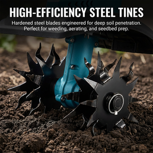 Cultivador de Jardín Inalámbrico Ligero de 20V con Ancho de Trabajo de 6 Pulgadas para Preparación del Suelo y Deshierbe PT13-002 Diseño Ligero - Product Image 6