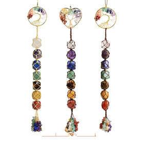 チャクラ手織りドリームキャッチャー装飾品原石車吊り下げツリーライフクリスタルクラフト環境に優しいユニークな耐久性のある装飾 - Product Image 3