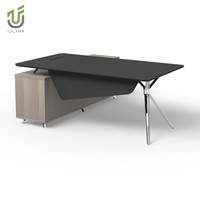 Iultra-Bureau de direction simple en chêne MDF MFC, table de direction minimaliste moderne, grand bureau de direction en forme de L