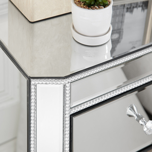โต๊ะข้างเตียงแบบมีกระจก 3 ลิ้นชัก โต๊ะข้างเตียงทันสมัยสำหรับห้องนอน ห้องนั่งเล่น - Product Image 5
