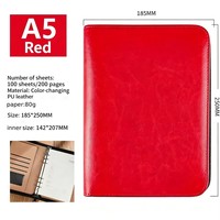 Carnet à anneaux en cuir rigide avec fermeture éclair, format A5 B5, organiseur professionnel, journal, planificateur, emplacements pour cartes, logo personnalisé, 100 feuilles