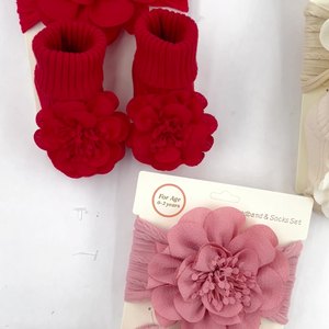 Bandeau nouveau-né <span class=keywords><strong>pas</strong></span> <span class=keywords><strong>cher</strong></span>, chaussettes antidérapantes, grand nœud, cadeau de cent jours pour bébé, protection de la tête - Product Image 4