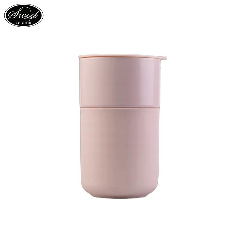 Wholesale personalized eco-friendly leak proof custom logo outdoor camping ceramic travel coffee mug with pp lid