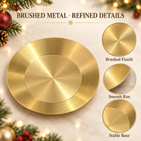 Plateau rond en métal doré brossé pour bougies, idéal pour la décoration de table de Noël, couronnes et mariages
