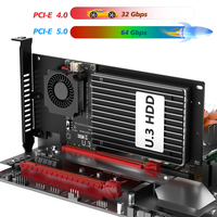 Carte adaptateur PCIe 5.0 X4 U.3 (SFF-TA-1001) NVMe HDD avec ventilateur de refroidissement Turbo 12V, convertisseur SSD U.3 2,5 pouces pour ordinateur de bureau/serveur, en métal