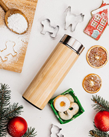 Bouteille d'eau en bambou isolée en acier inoxydable à double paroi personnalisée Gobelet à thé avec infuseur à thé Tasse à café pour fruits