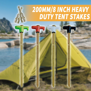 יתדות אוהל מגולוונות בזינק צהוב 8*200 מ\"מ עם ראש משושה, מוט משיכה, בורג הברגה, יתדות אוהל חזקות לקמפינג - Product Image 2