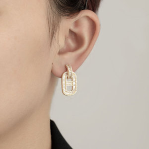 MUYU Geometric Stud Earrings 925 Silver Prong Setting Party Fashion Jewelry - Product Image 4