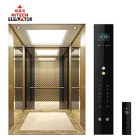 Ascenseur de luxe doré à entraînement AC sans engrenages, design moderne, revêtement de sol en PVC, pour hôtels et résidences, fonctionnement sûr, haute qualité