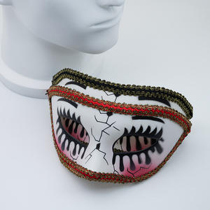 Hongliang Bloody Halloween Masquerade Mask Pintado a mano Crack Mask con Lash Venice Hecho a mano Negro Rojo Día de los muertos Máscaras de ojos - Product Image 5