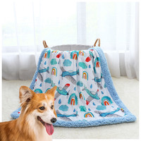 Selimut Anjing Bulu Sherpa Lembut Mewah, Dapat Dicuci, Hangat, Bermotif, Selimut Hewan Peliharaan, Pelindung Furnitur Sofa