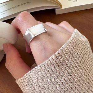 S925 Pure Silver Wide Square <b>Ring</b> Women's Geometric <b>Open</b> Design Everyday Wear Jewelry - Product Image 1