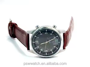 Luxe 3 ATM hommes mode énergie <span class=keywords><strong>solaire</strong></span> radiocommandée numérique bracelet en cuir véritable <span class=keywords><strong>montre</strong></span> de haute qualité pour hommes - Product Image 4